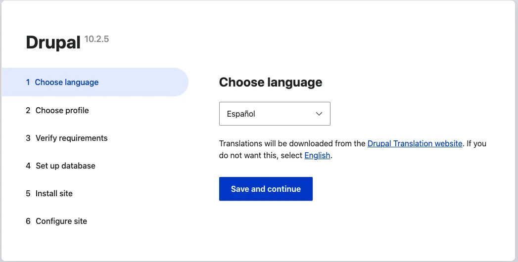 Selección del idioma