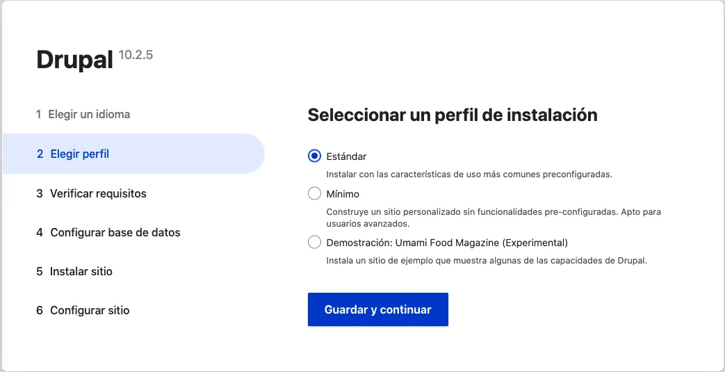 Perfil de la instalación